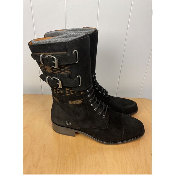 Cobra Society Javier Mens Black Suede Short Moto Riding Boots EU 45 US 11.5 - Picture 4 of 6